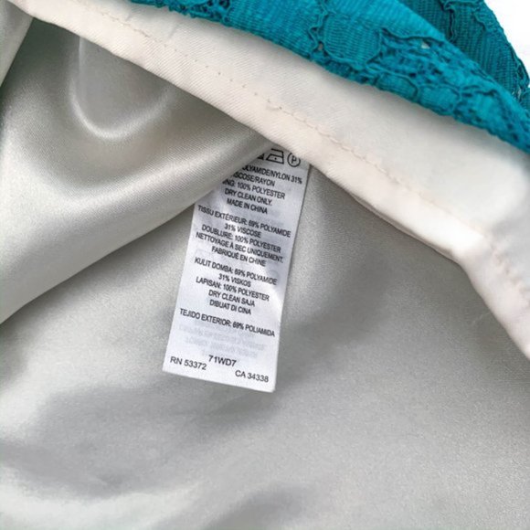 French Connection Teal Lace Long Sleeve Dress - Picture 9 of 14